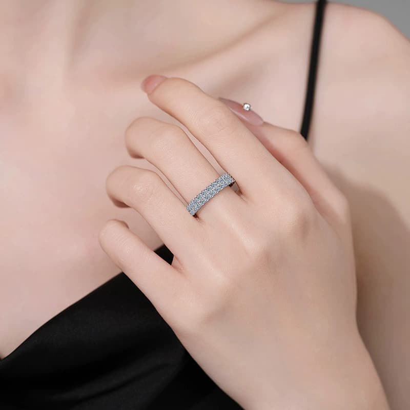 Double-Row Pavé Band Ring — 925 Sterling Silver — image 2