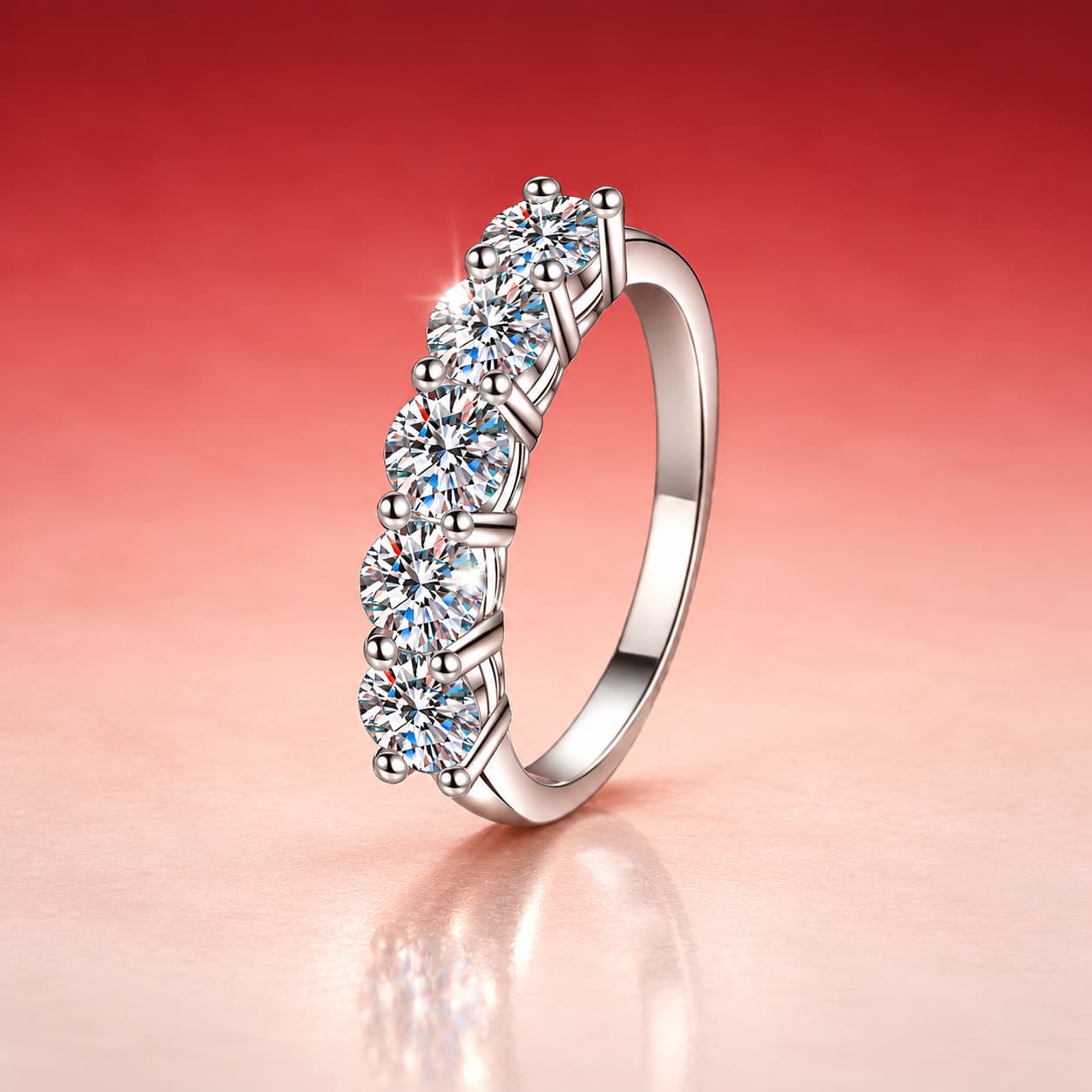 Five-Stone Crown-Setting Ring — 925 Sterling Silver — image 1