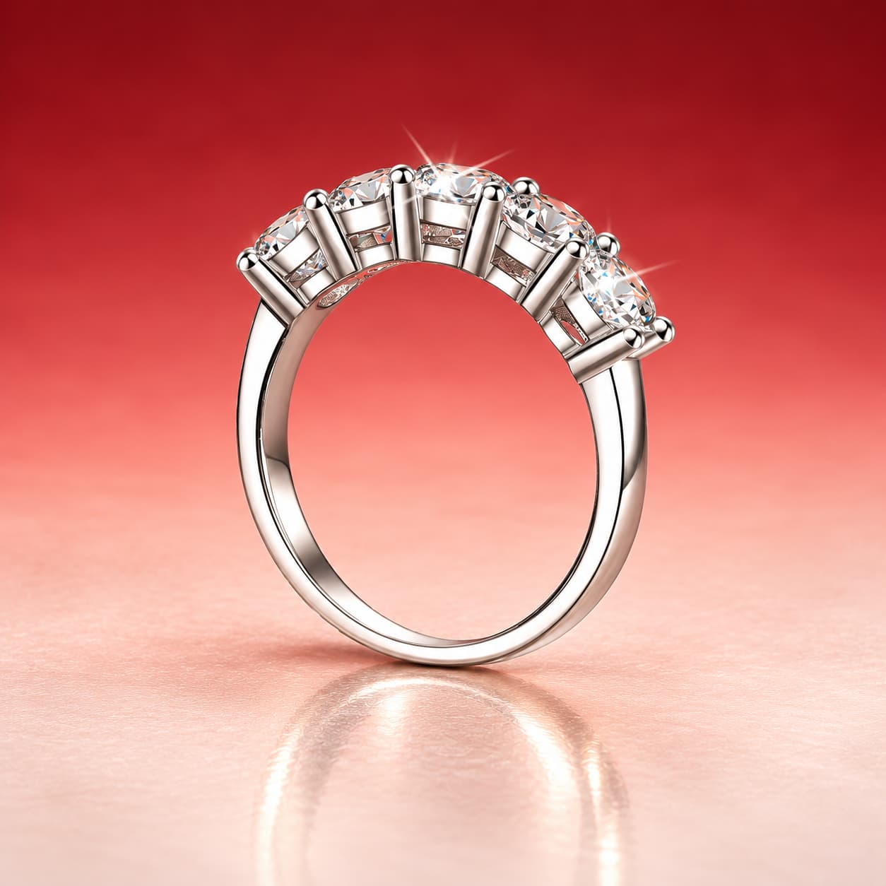 Five-Stone Crown-Setting Ring — 925 Sterling Silver — image 3