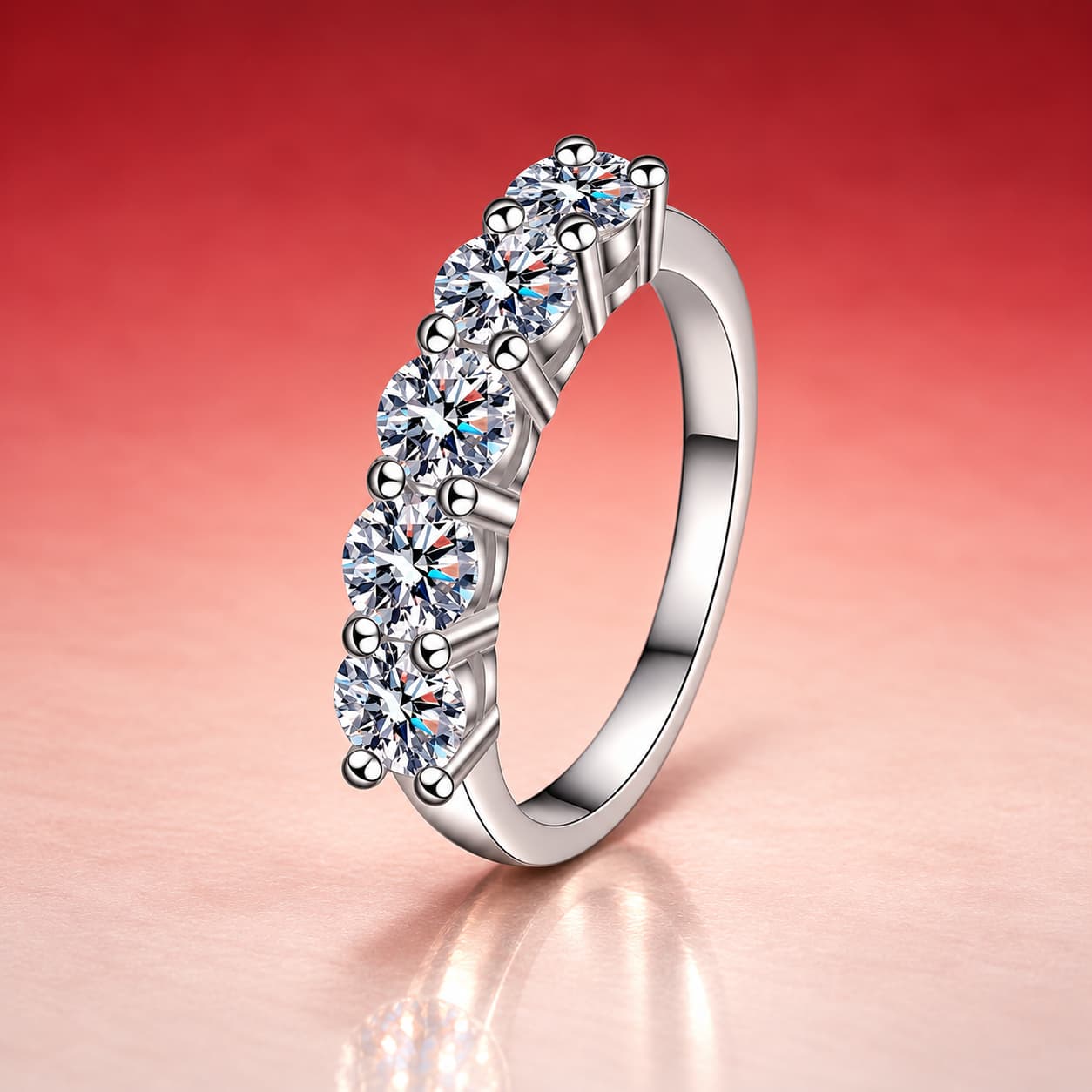 Five-Stone Crown-Setting Ring — 925 Sterling Silver — image 4