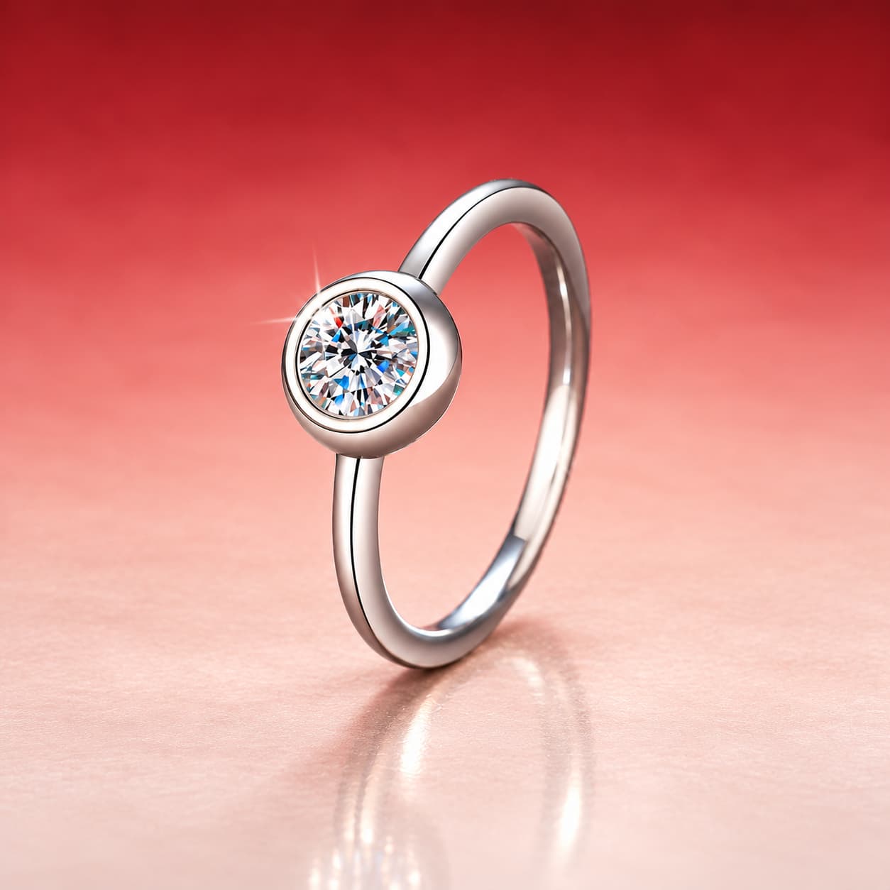 Round Bezel Solitaire Ring — 925 Sterling Silver — image 1