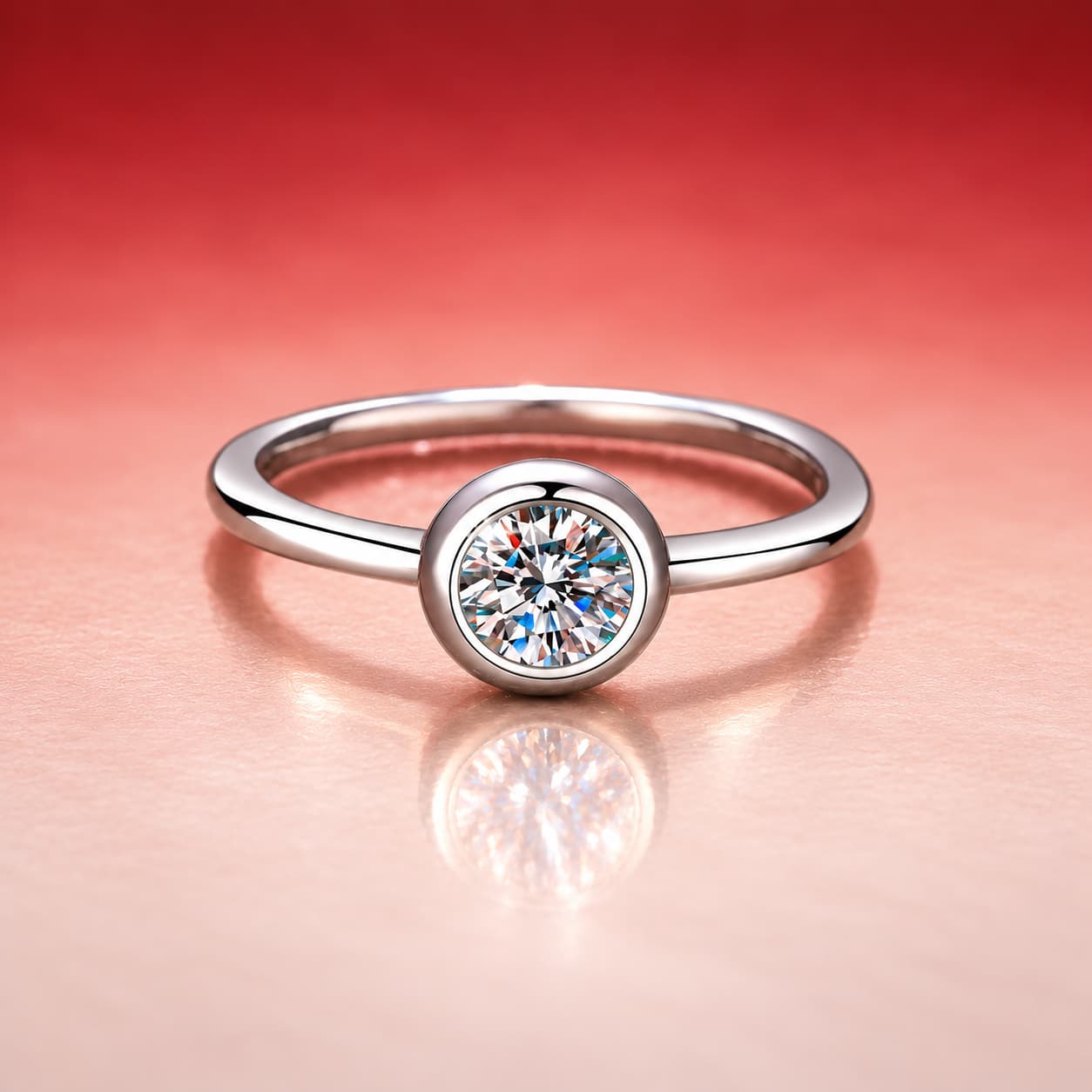 Round Bezel Solitaire Ring — 925 Sterling Silver — image 3
