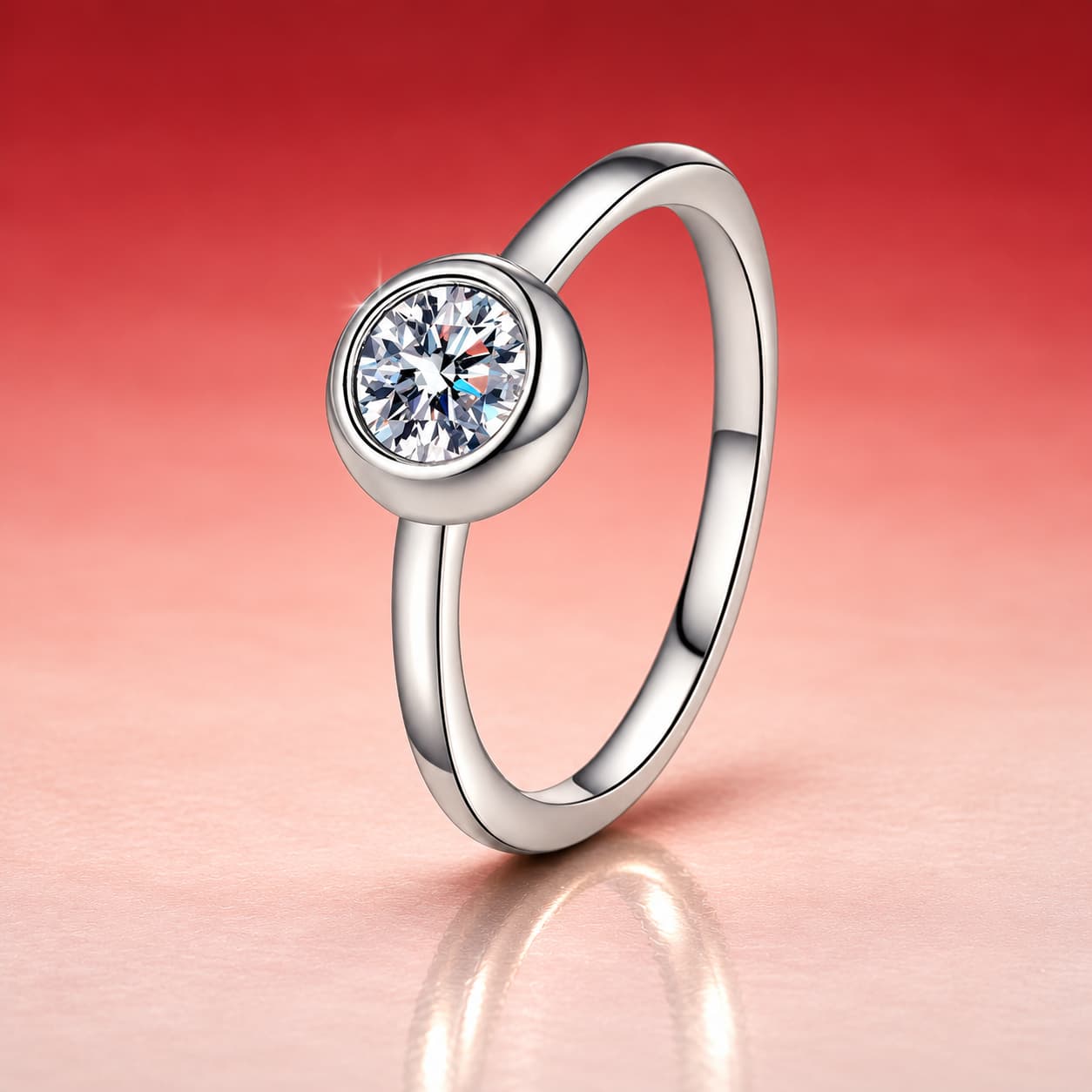 Round Bezel Solitaire Ring — 925 Sterling Silver — image 4