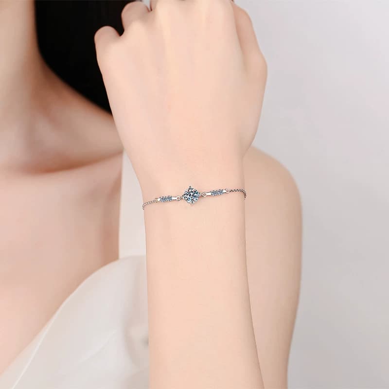 Adjustable Solitaire Bracelet — 925 Sterling Silver — image 2