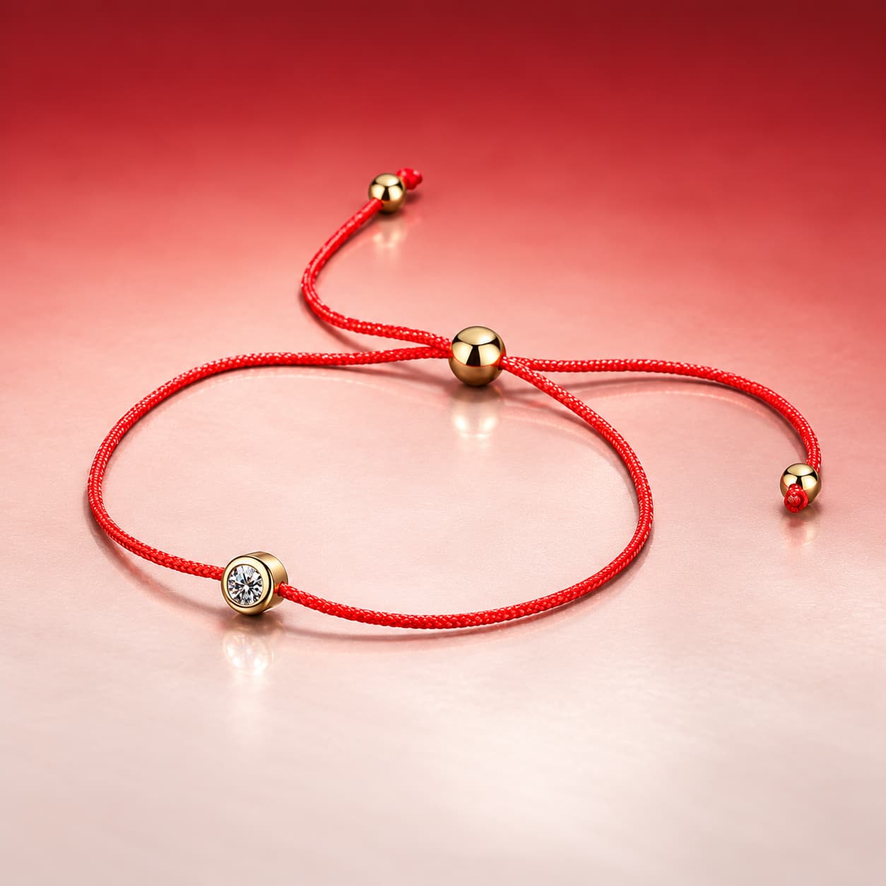 Red Cord Moissanite Bracelet — 925 Sterling Silver — image 3