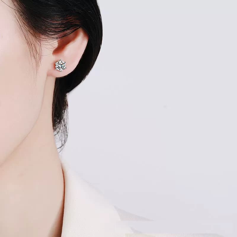 Luna Series · Six-Prong Stud Earrings — Sterling Silver — image 2