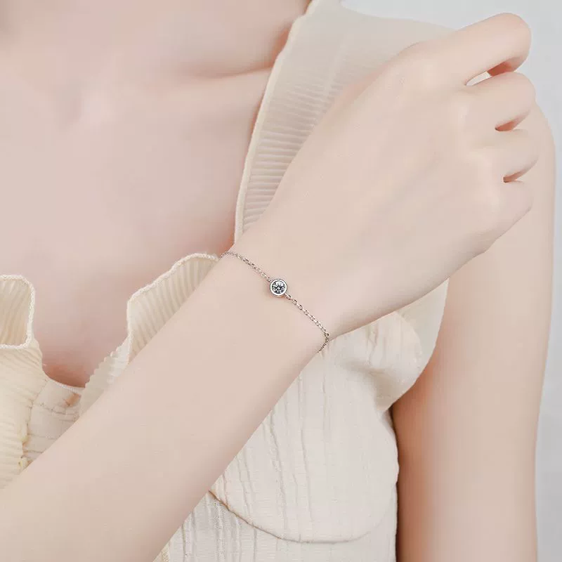 Round Accent Chain Bracelet — 925 Sterling Silver — image 2