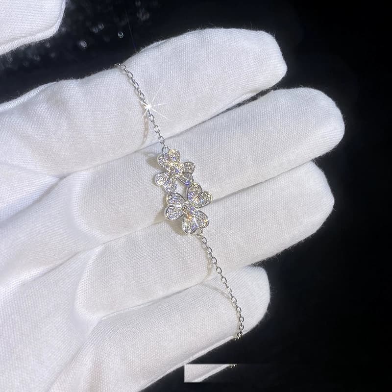 Luna Series · Three-Flower Bracelet — Sterling Silver — image 3