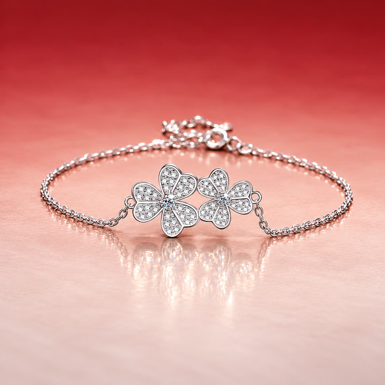 Luna Series · Three-Flower Bracelet — Sterling Silver — image 1