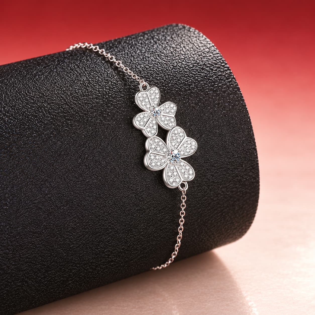Luna Series · Three-Flower Bracelet — Sterling Silver — image 4