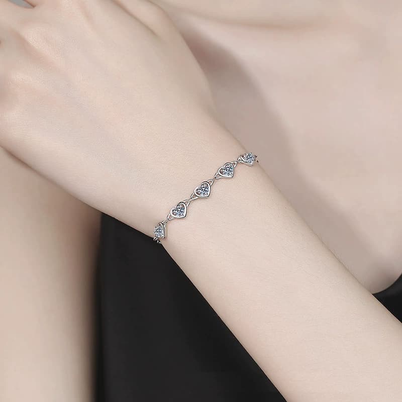 Luna Series · Linked Heart Bracelet — Sterling Silver — image 2