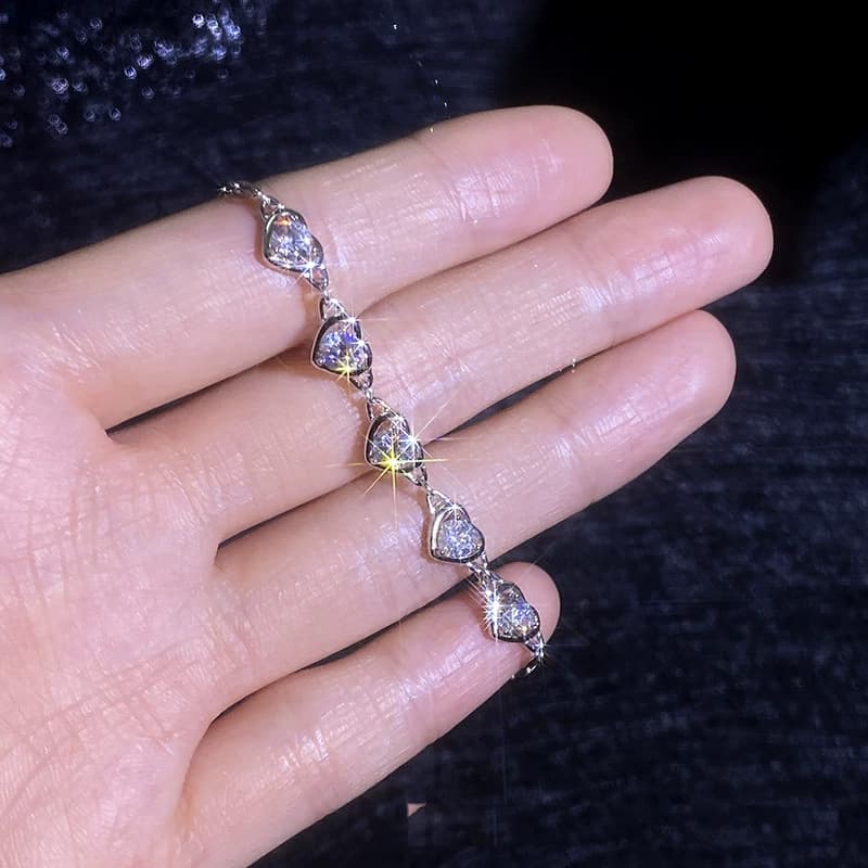 Luna Series · Linked Heart Bracelet — Sterling Silver — image 4