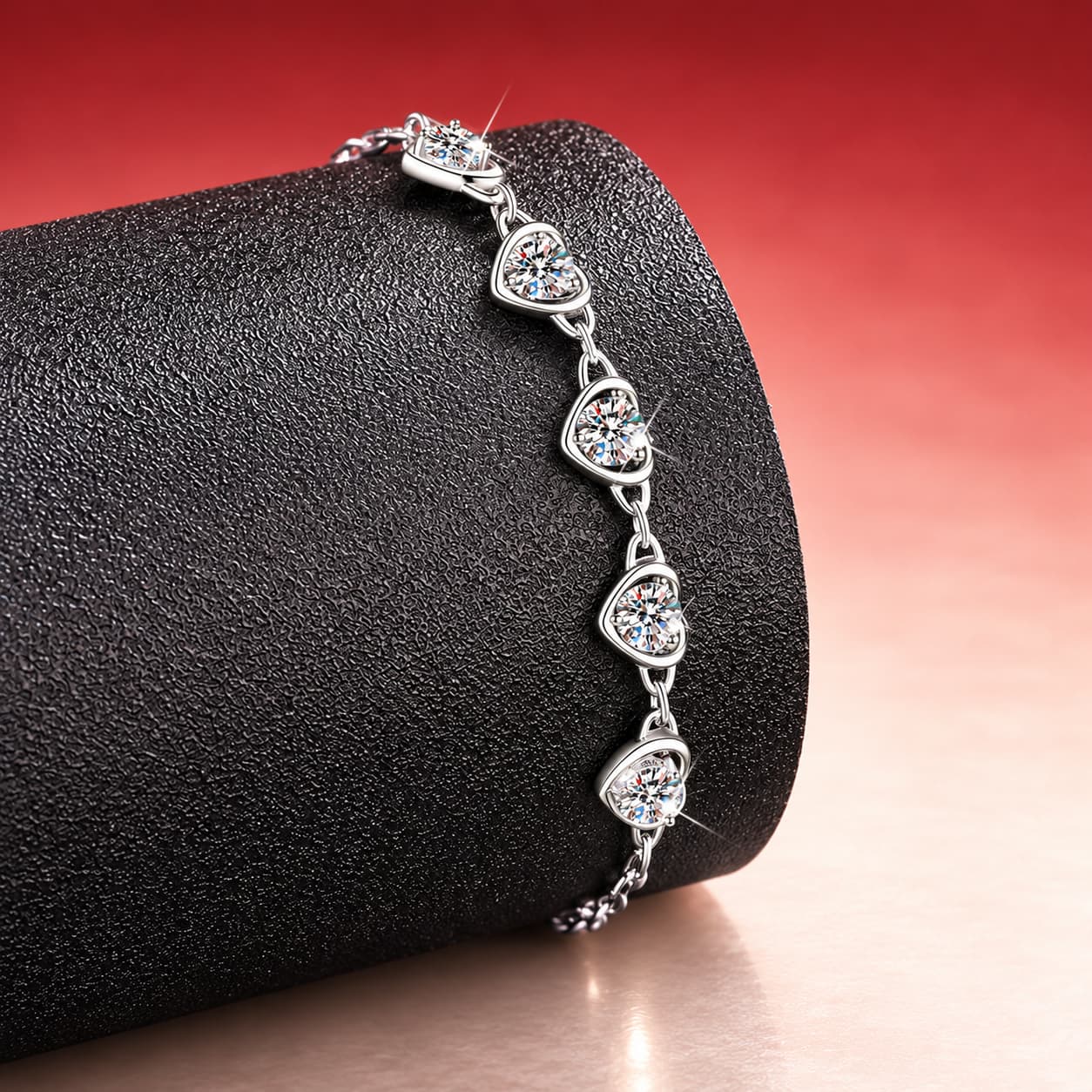 Luna Series · Linked Heart Bracelet — Sterling Silver — image 3
