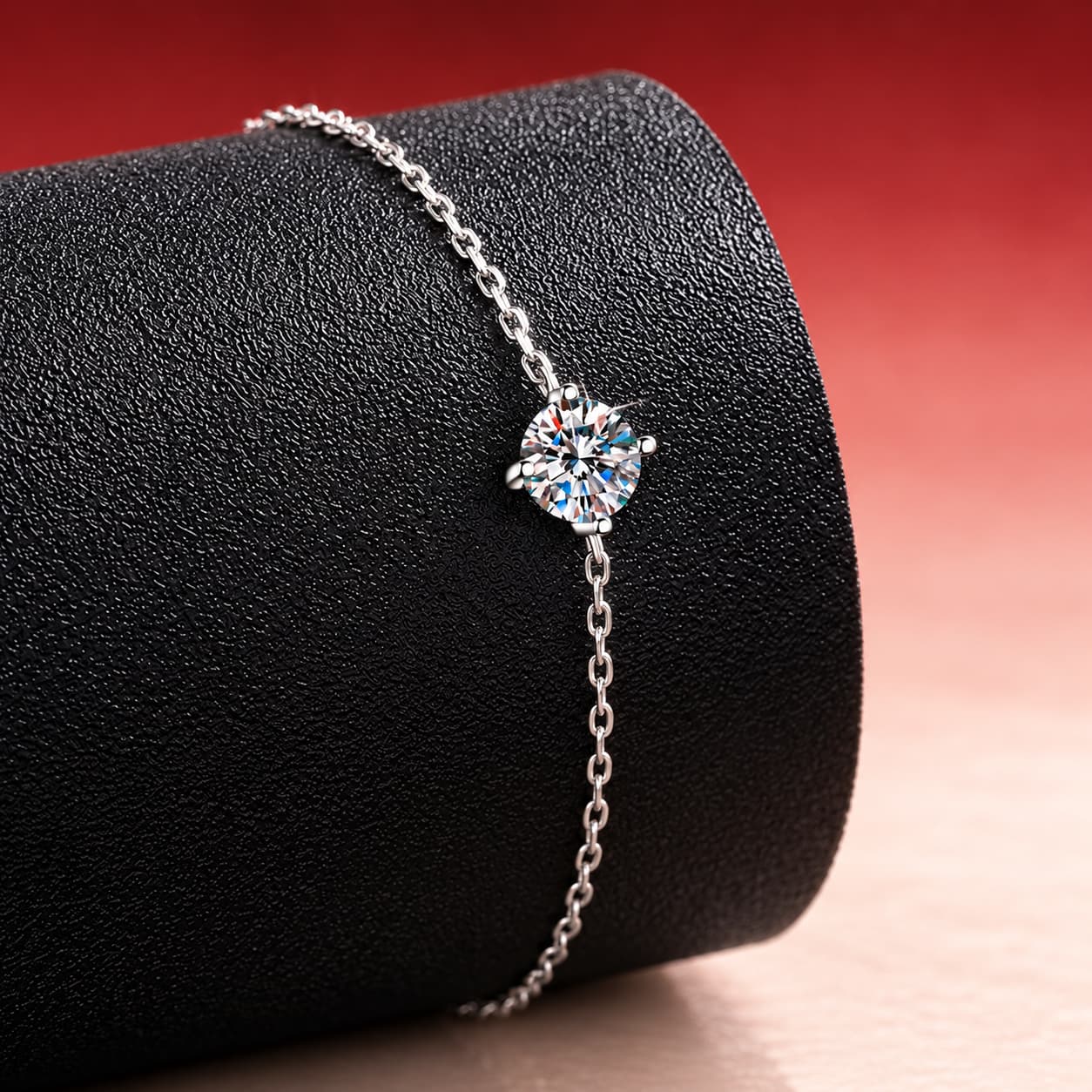 Luna Series · Four-Prong Solitaire Bracelet — Sterling Silver — image 3