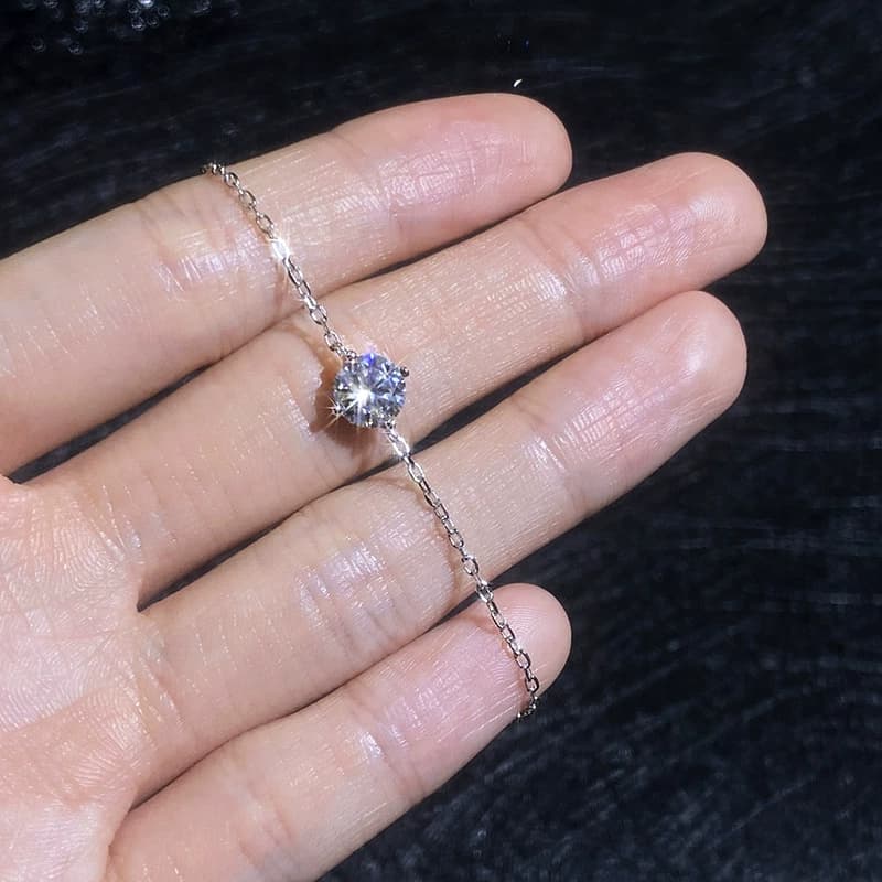 Luna Series · Four-Prong Solitaire Bracelet — Sterling Silver — image 4