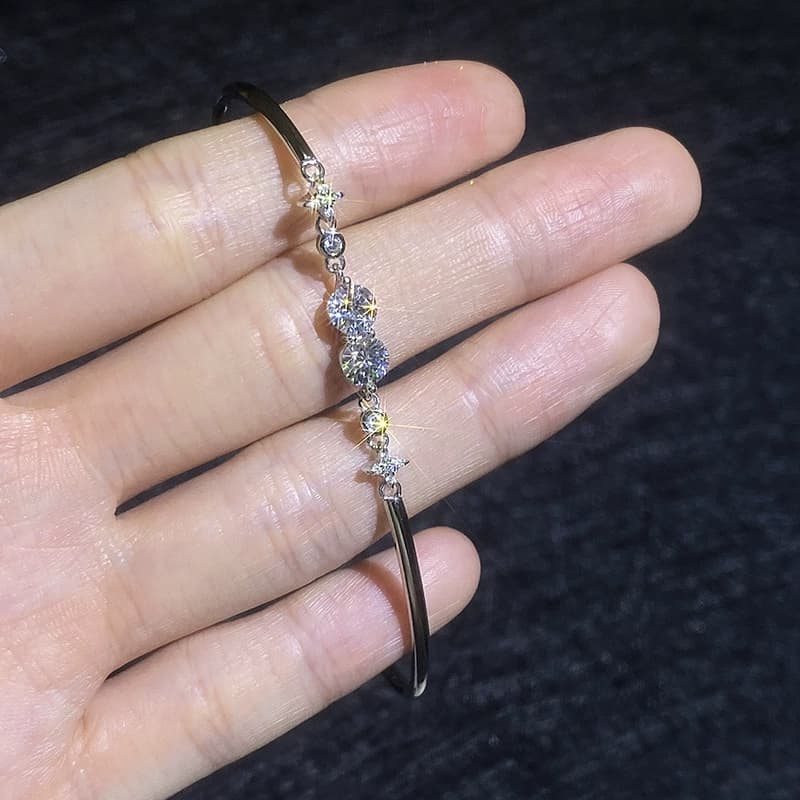 Luna Series · Twin-Star Bangle Bracelet — Sterling Silver — image 4
