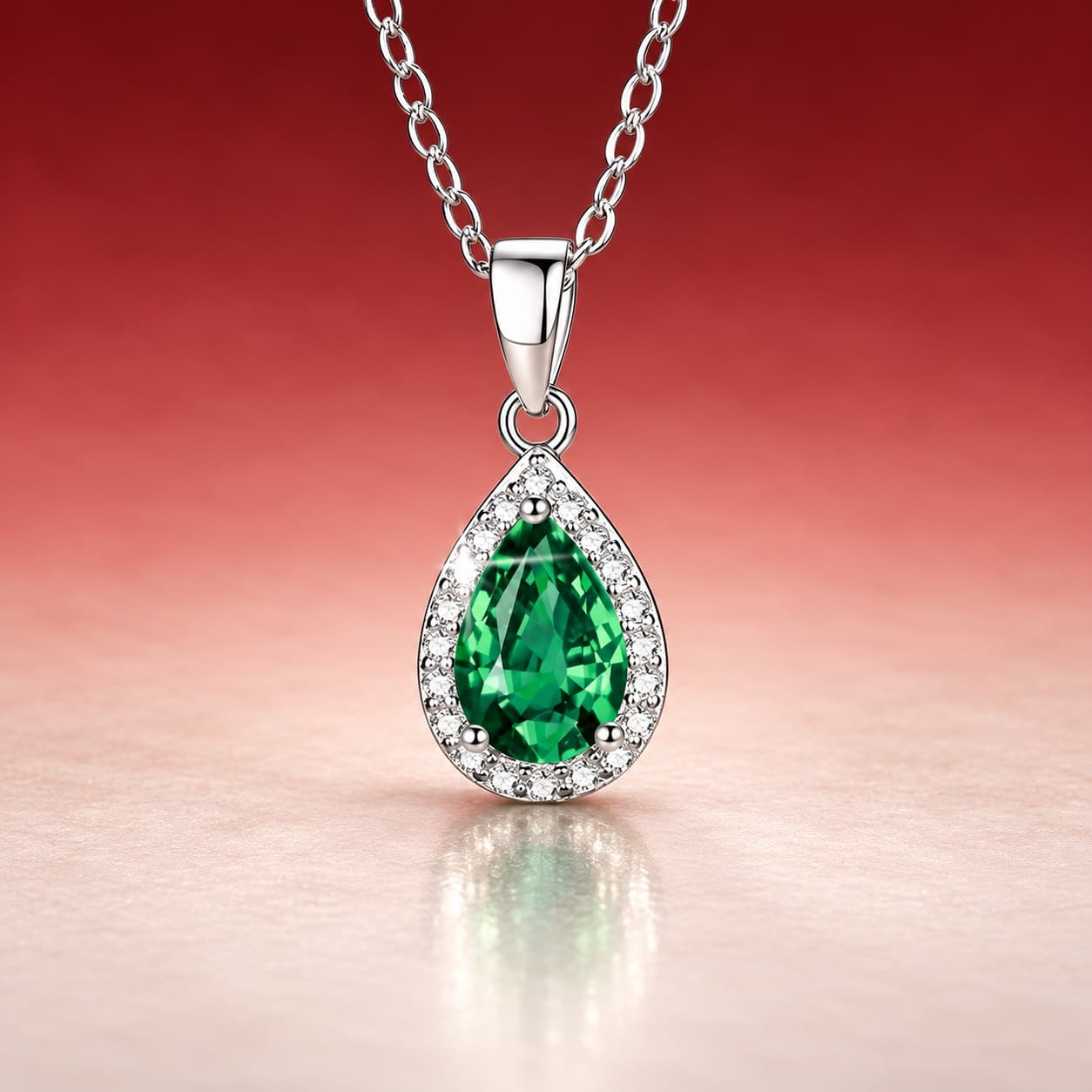 Colourstone · Teardrop Halo Pendant Necklace — Sterling Silver — image 3