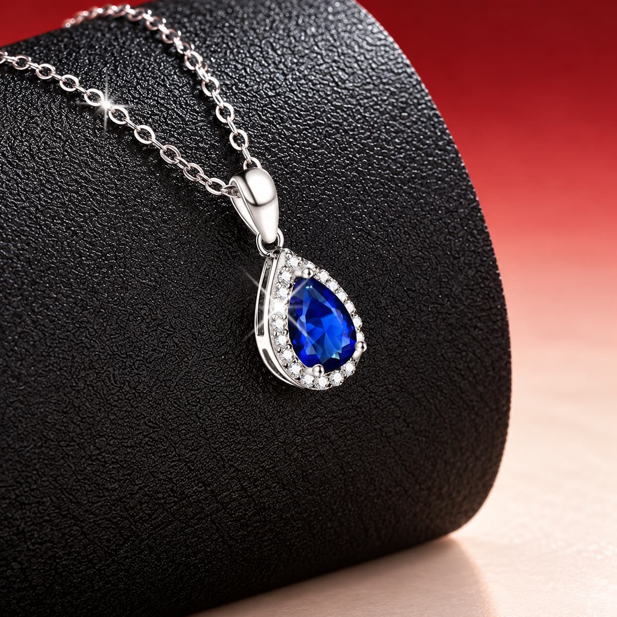 Colourstone · Teardrop Halo Pendant Necklace — Sterling Silver — image 4