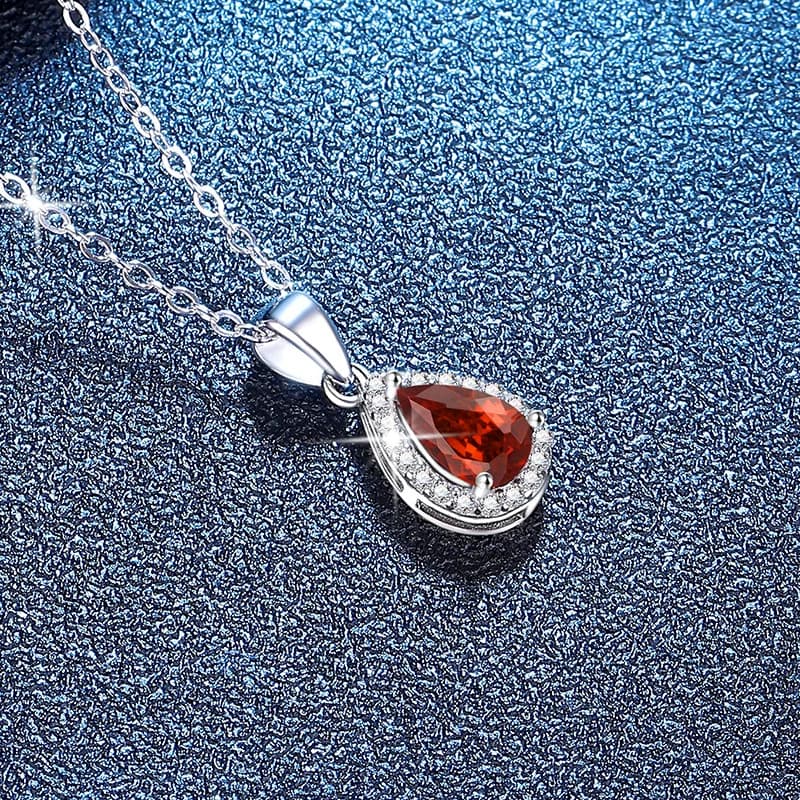 Colourstone · Teardrop Halo Pendant Necklace — Sterling Silver — image 2