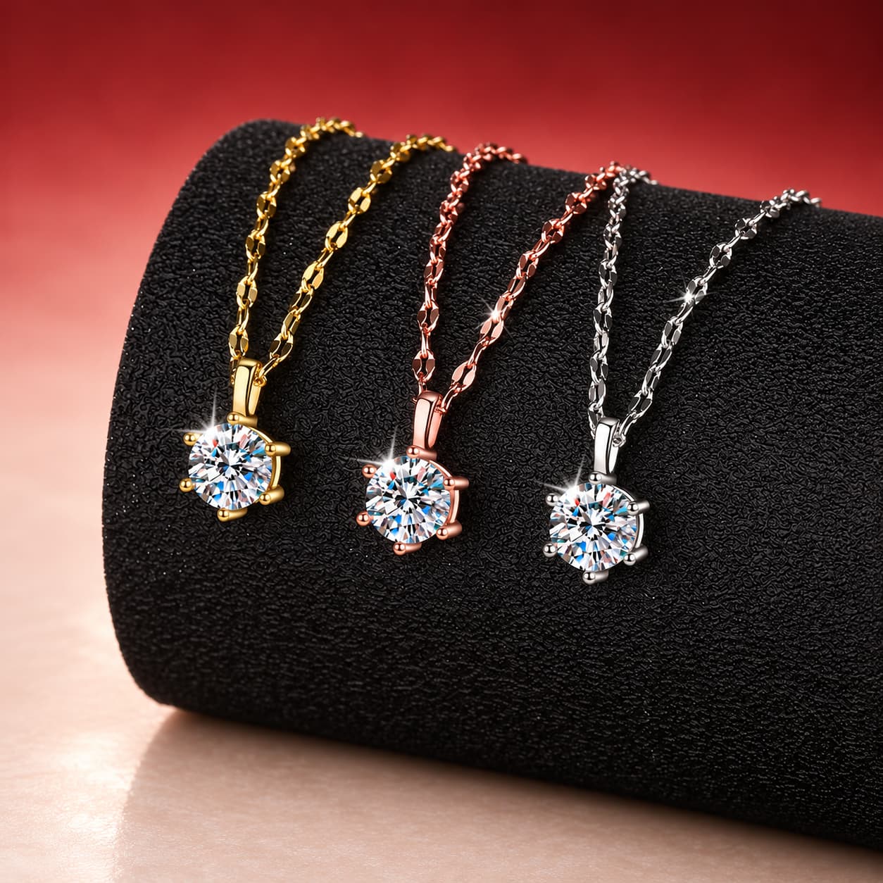 Luna Series · Six-Prong Solitaire Necklace — Sterling Silver — image 1