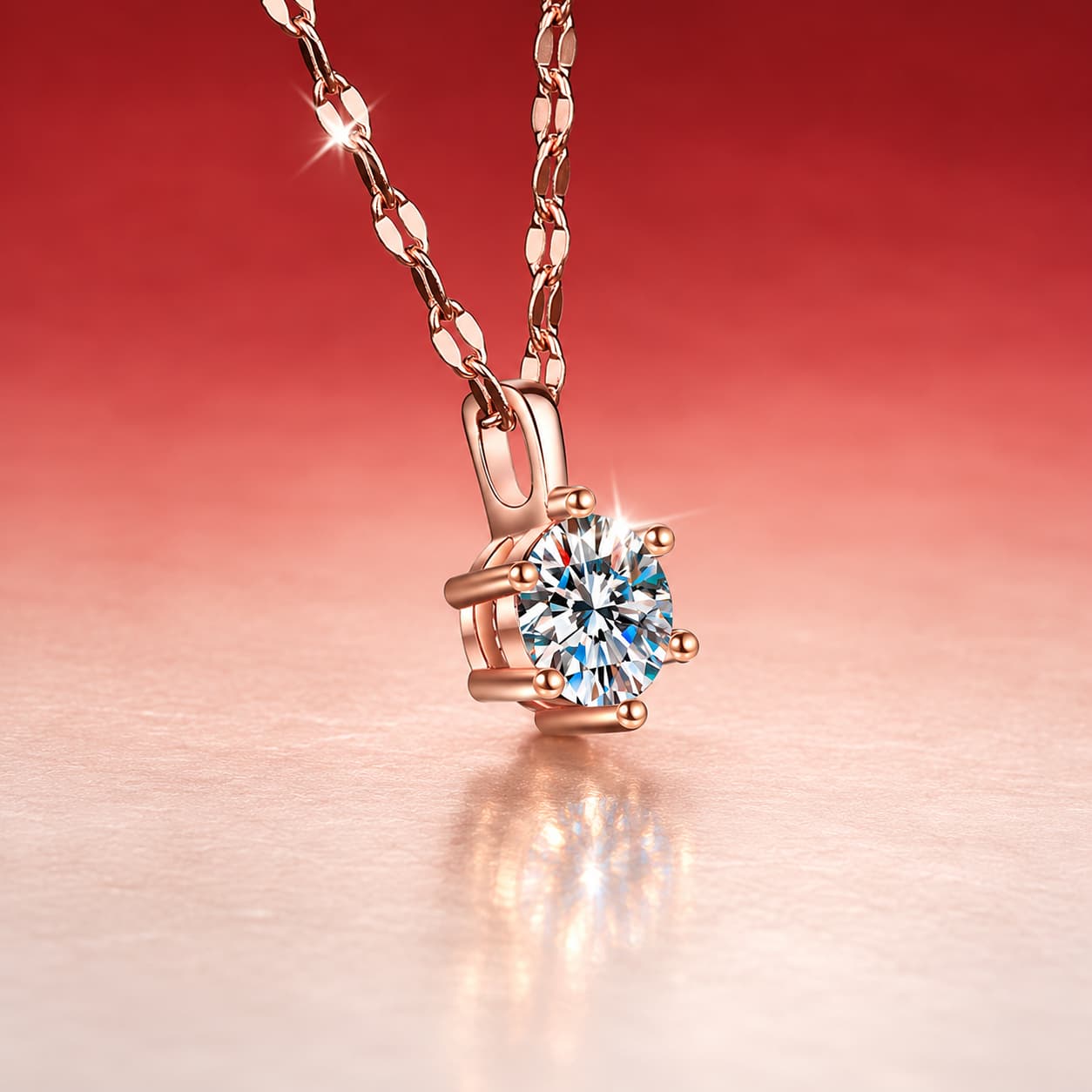 Luna Series · Six-Prong Solitaire Necklace — Sterling Silver — image 3