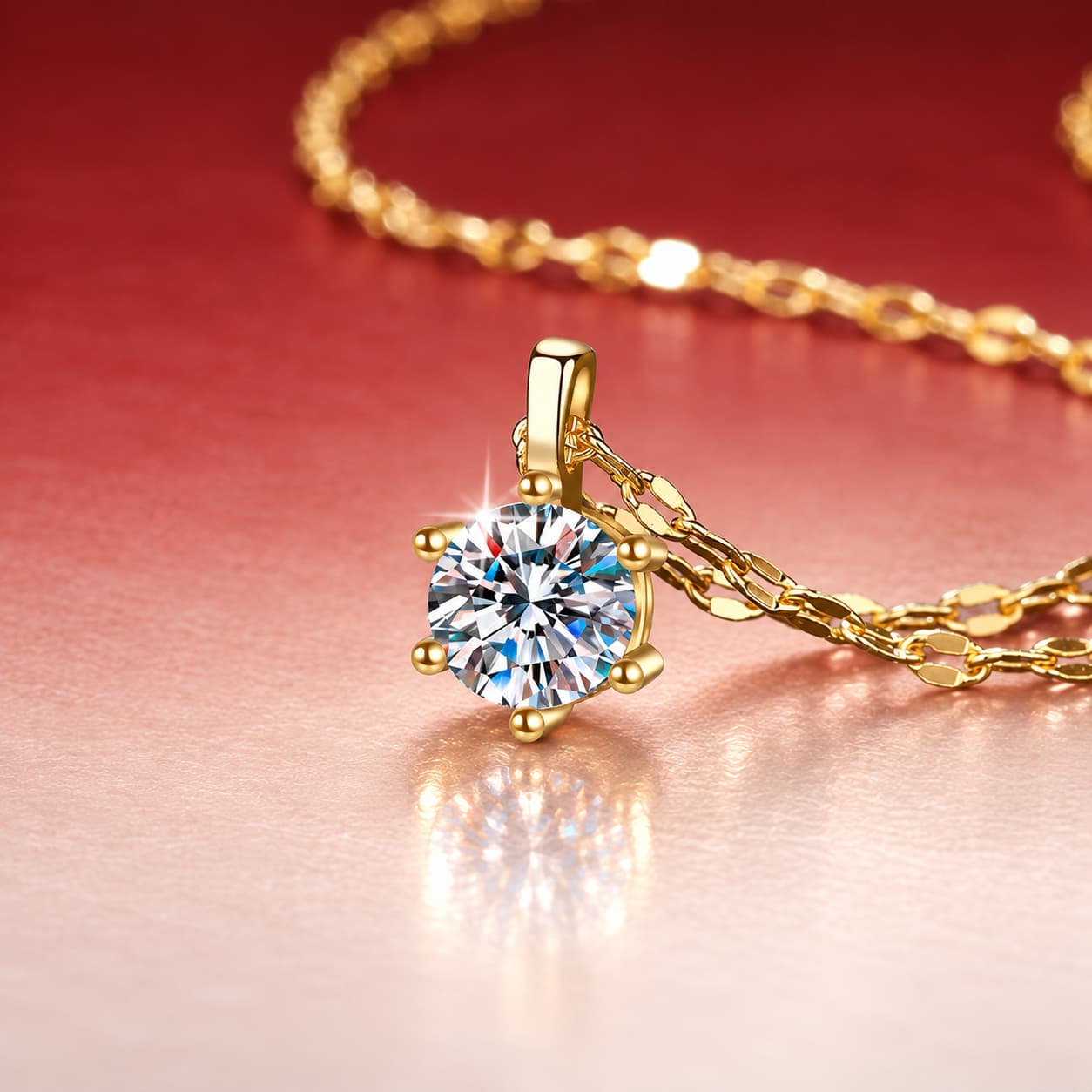 Luna Series · Six-Prong Solitaire Necklace — Sterling Silver — image 4