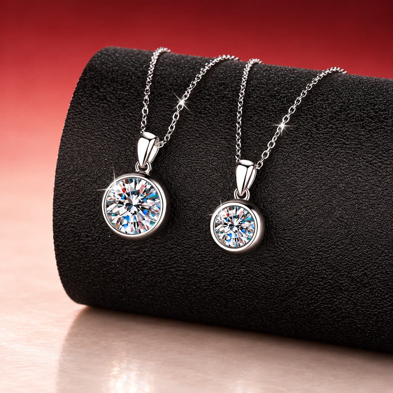 Luna Series · Round Halo Pendant Necklace — Sterling Silver — image 1