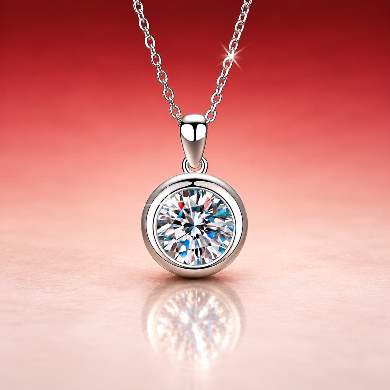 Luna Series · Round Halo Pendant Necklace — Sterling Silver — image 3