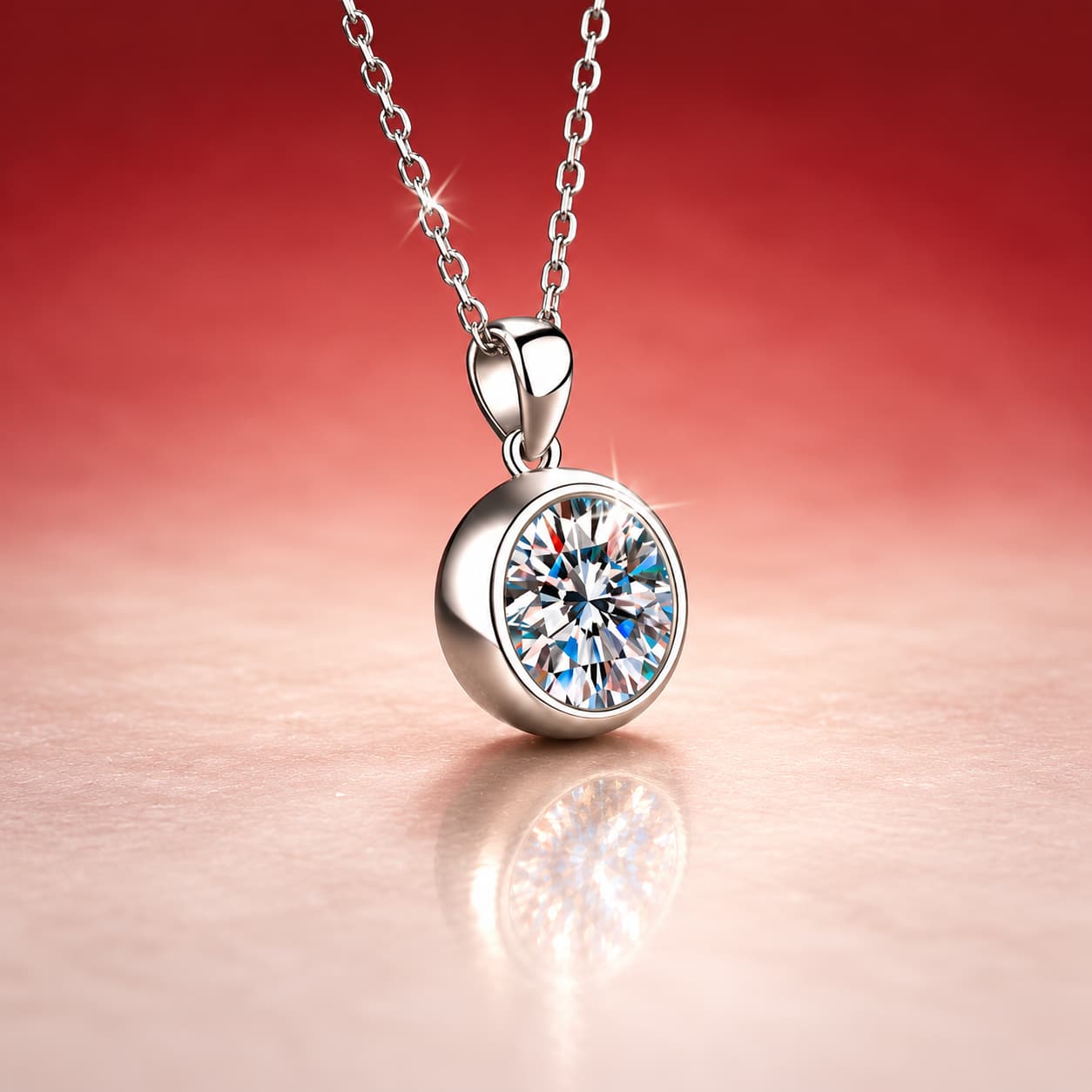 Luna Series · Round Halo Pendant Necklace — Sterling Silver — image 4
