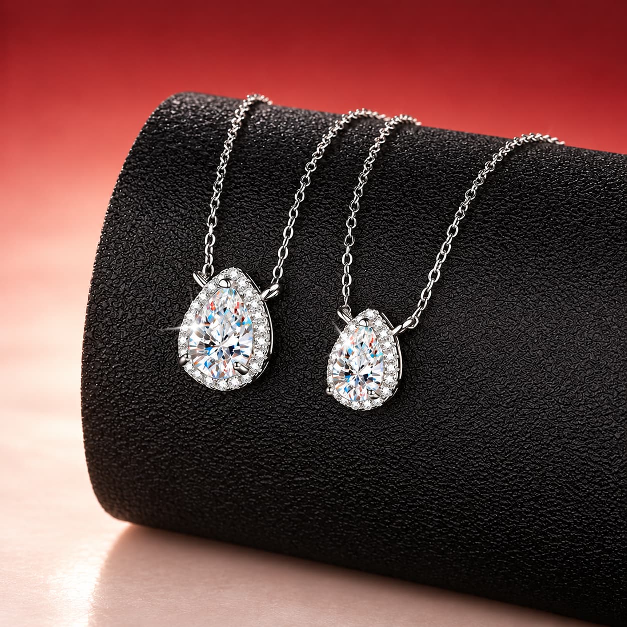 Luna Series · Teardrop Halo Necklace — Sterling Silver — image 1