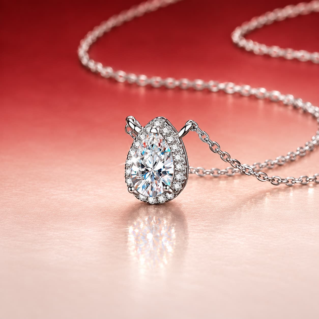 Luna Series · Teardrop Halo Necklace — Sterling Silver — image 4