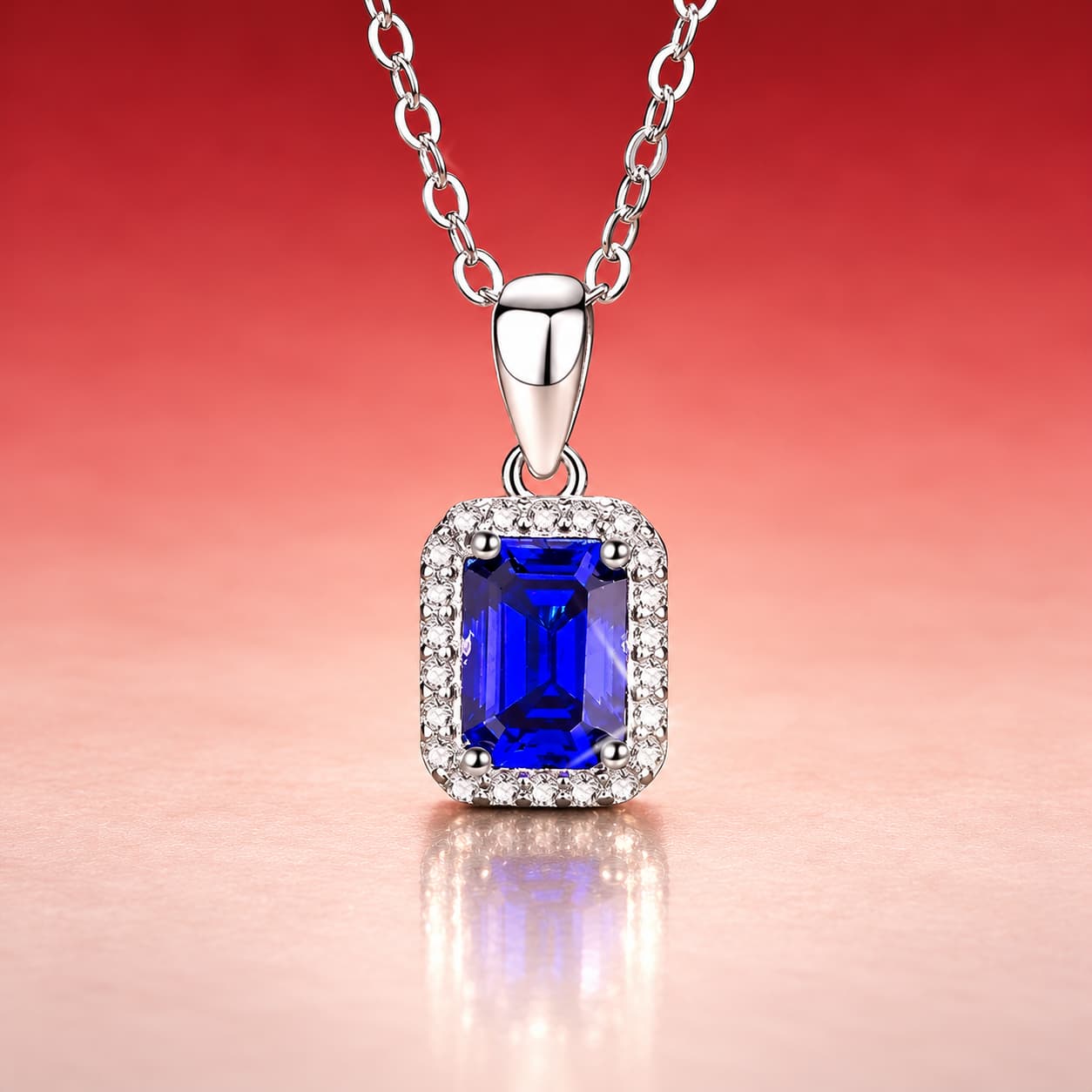 Colourstone · Emerald-Cut Halo Necklace — Sterling Silver — image 3