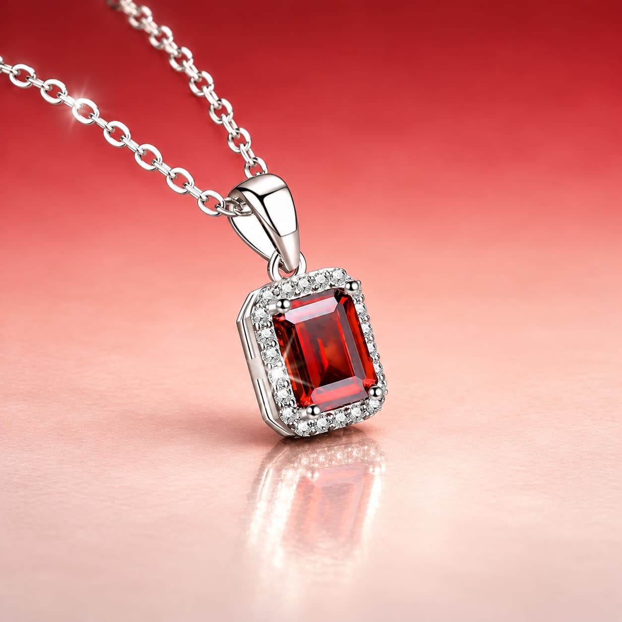 Colourstone · Emerald-Cut Halo Necklace — Sterling Silver — image 4