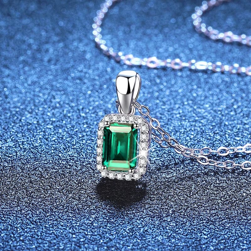 Colourstone · Emerald-Cut Halo Necklace — Sterling Silver — image 2