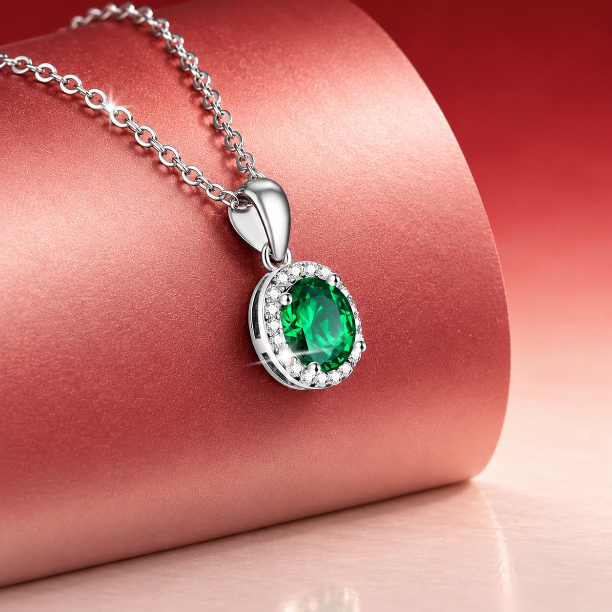 Colourstone · Oval Halo Pendant Necklace — Sterling Silver — image 4