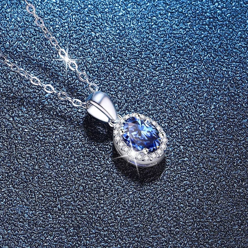 Colourstone · Oval Halo Pendant Necklace — Sterling Silver — image 2