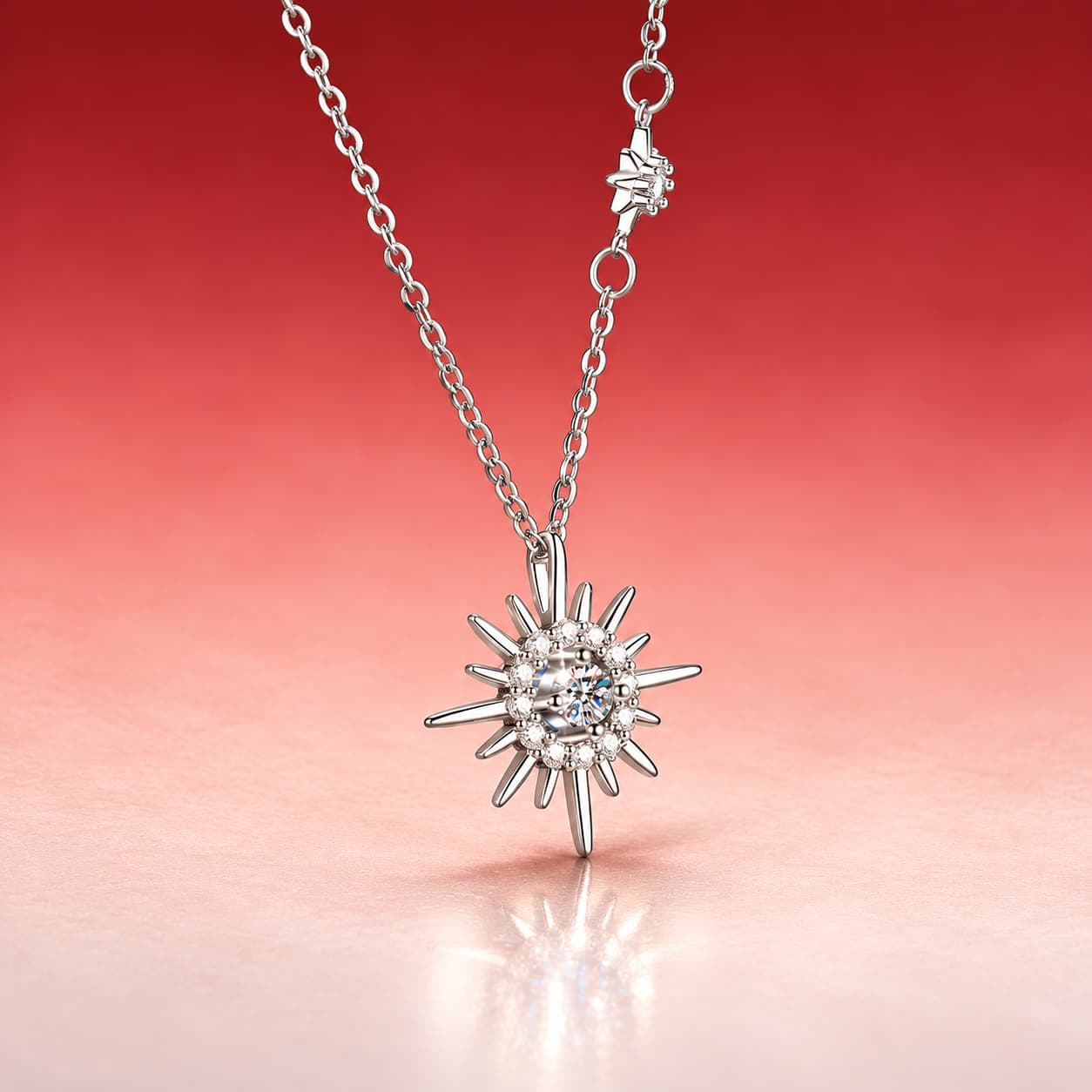 Luna Series · Celestial Starburst Necklace — Sterling Silver — image 4