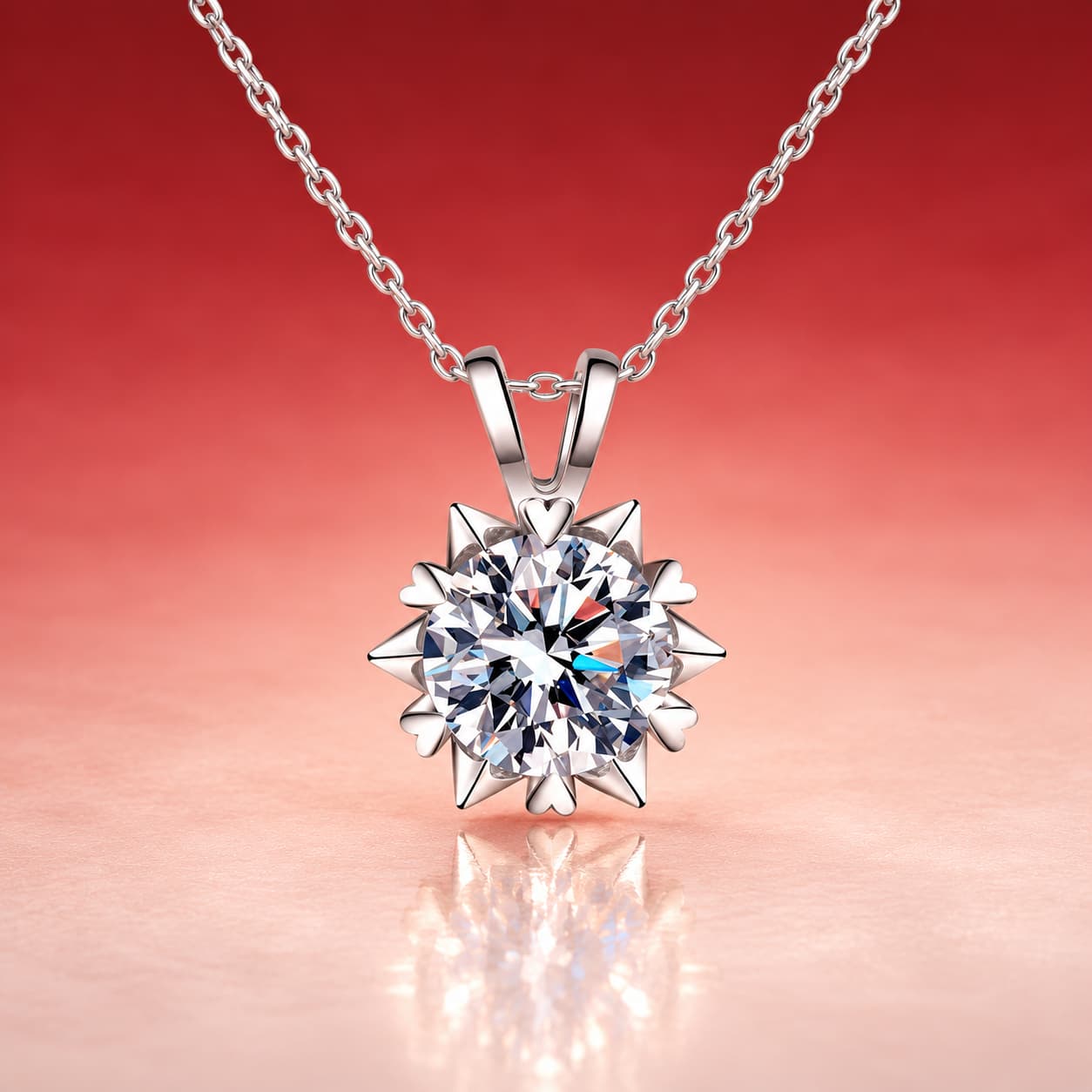 Luna Series · Heart-Tip Starburst Necklace — Sterling Silver — image 1