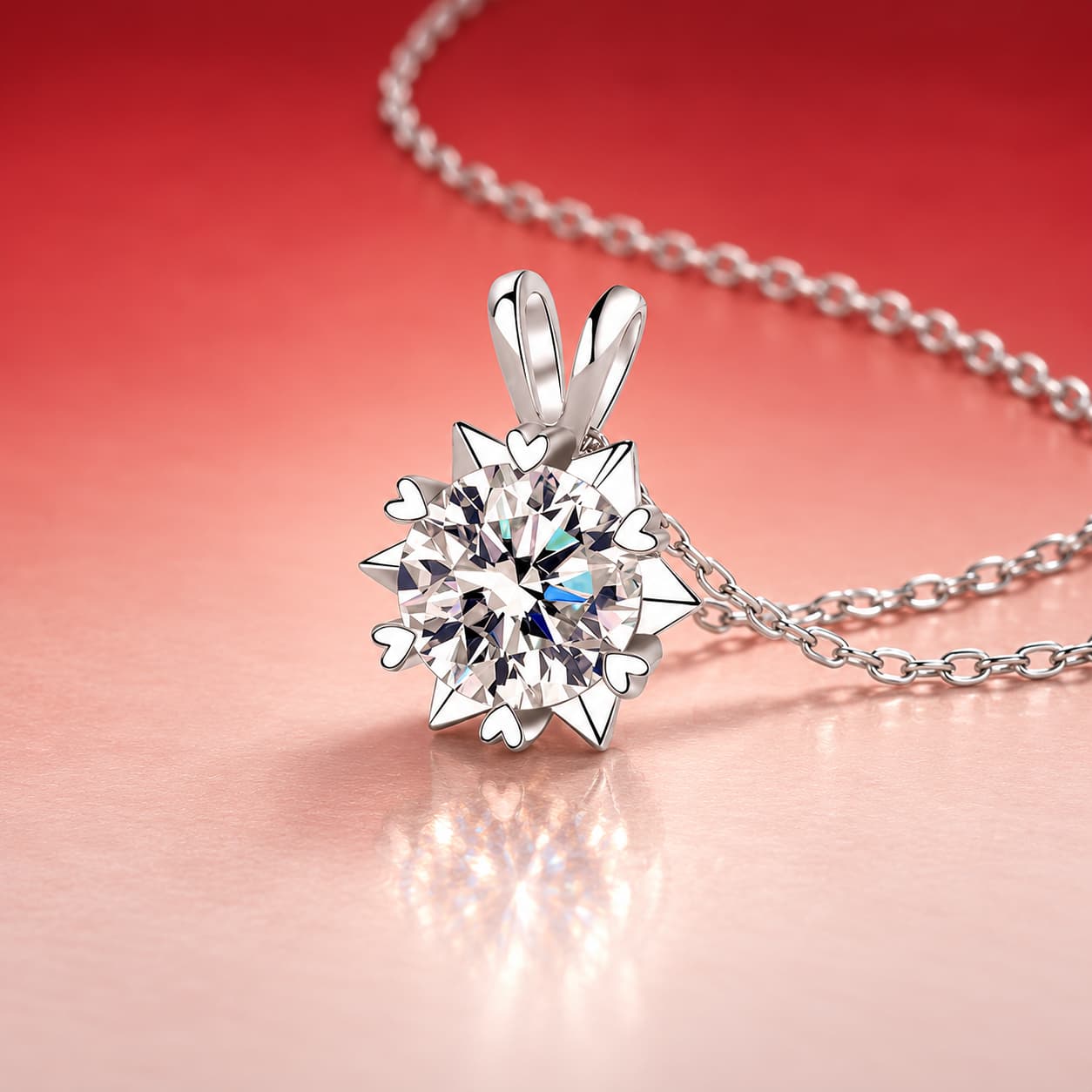 Luna Series · Heart-Tip Starburst Necklace — Sterling Silver — image 3