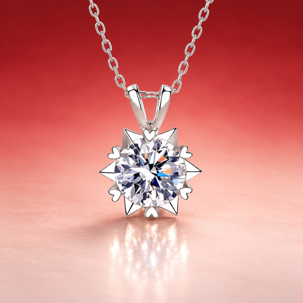 Luna Series · Heart-Tip Starburst Necklace — Sterling Silver — image 4
