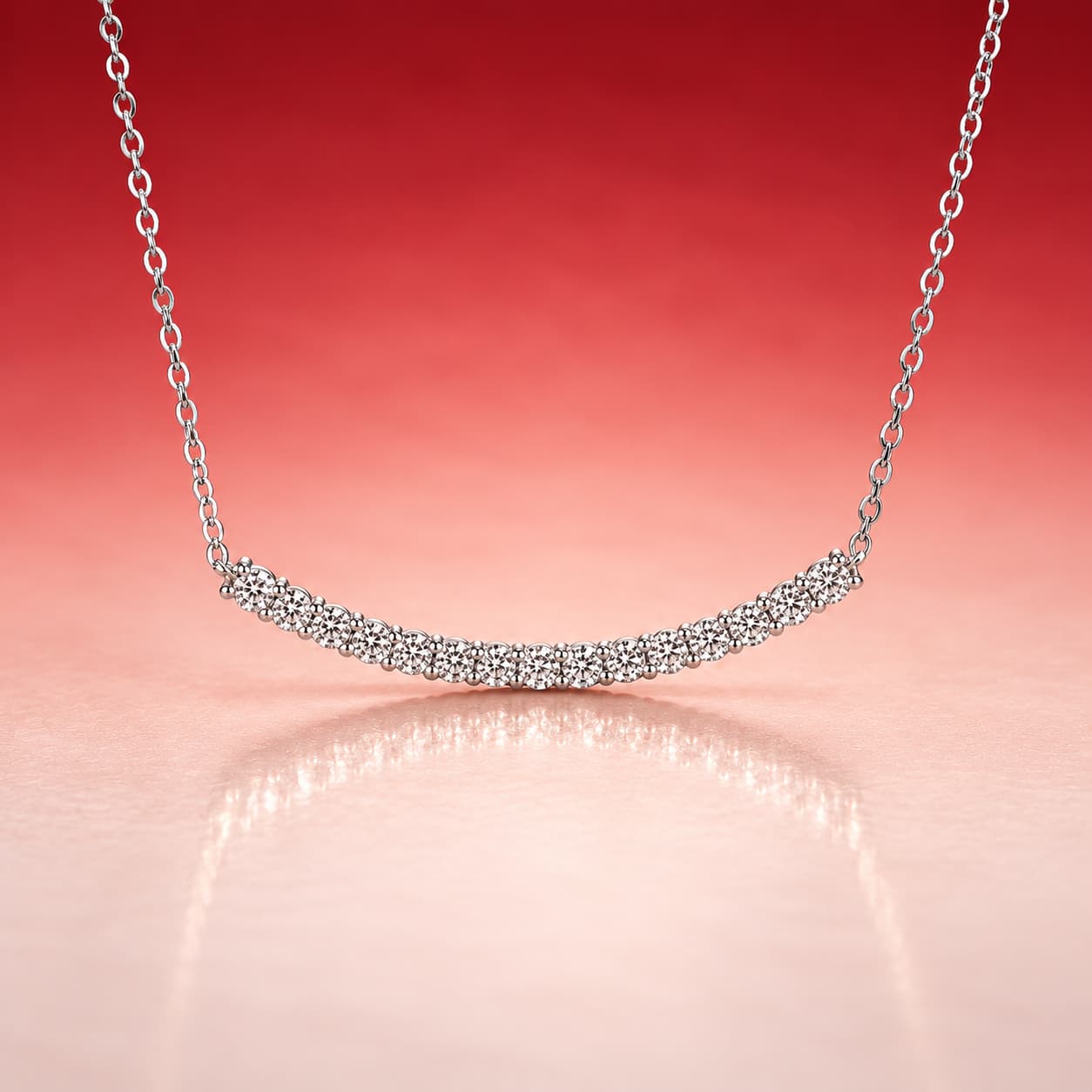 Luna Series · Curved Pavé Bar Necklace — Sterling Silver — image 1