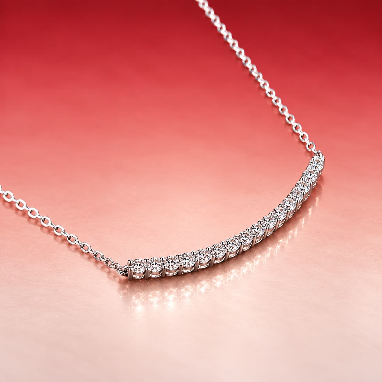 Luna Series · Curved Pavé Bar Necklace — Sterling Silver — image 3