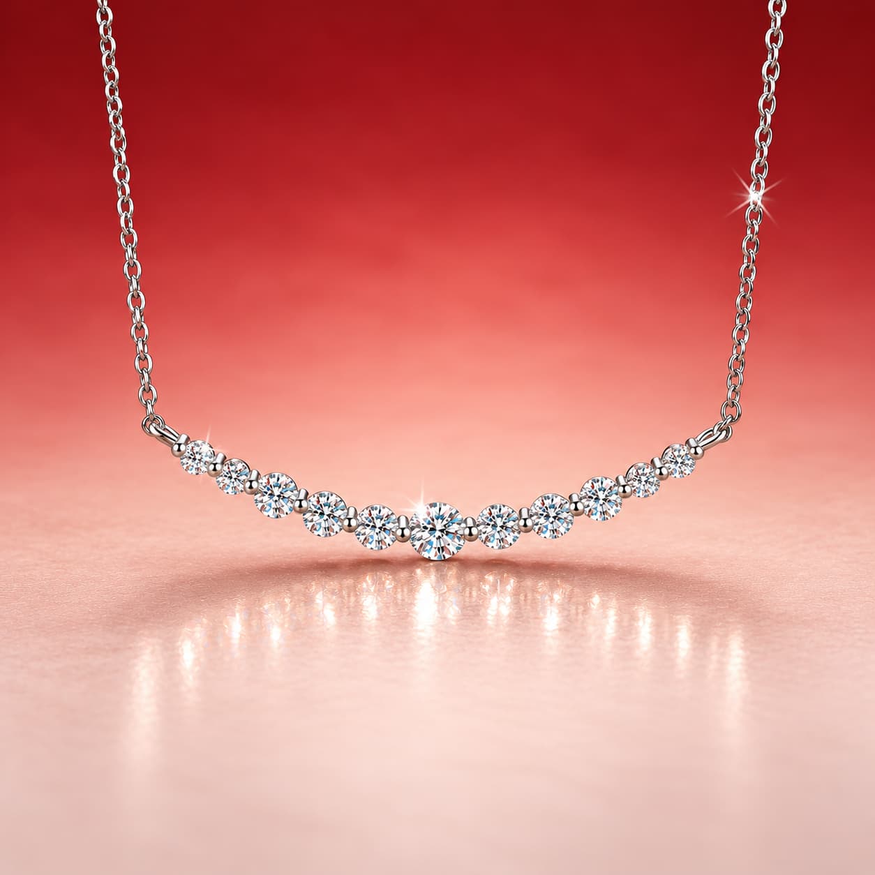 Luna Series · Graduated Smile Necklace — Sterling Silver — image 1