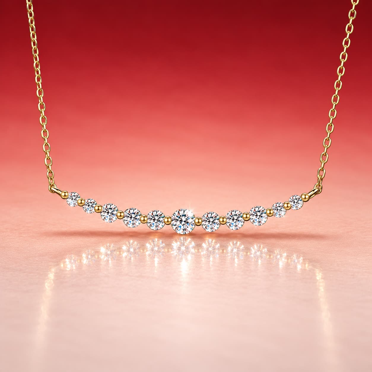 Luna Series · Graduated Smile Necklace — Sterling Silver — image 3