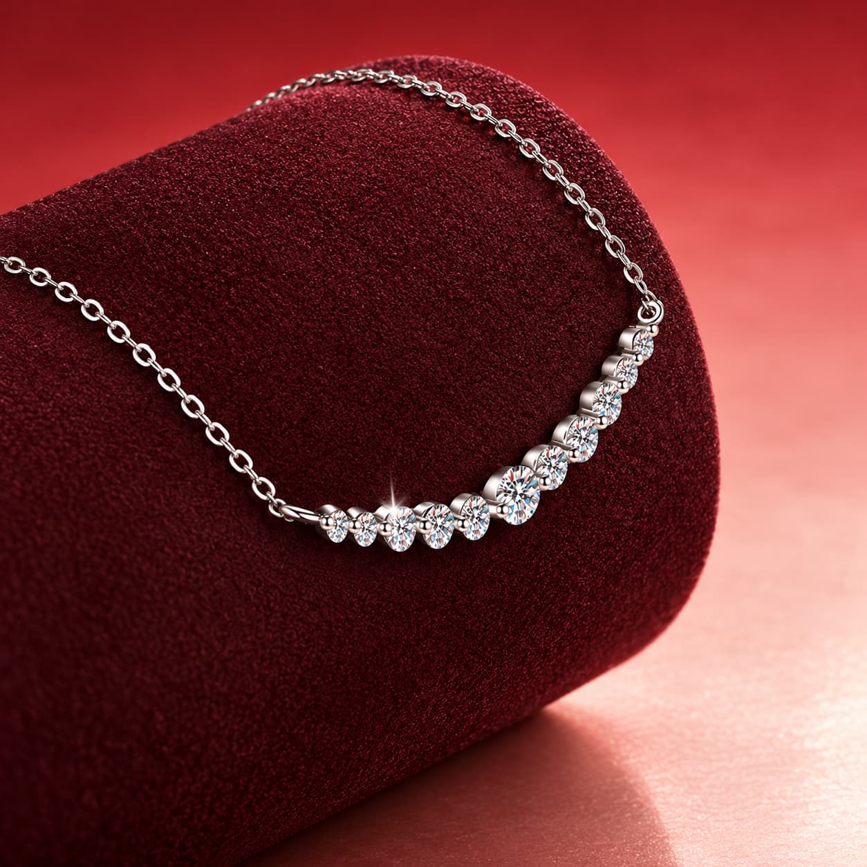 Luna Series · Graduated Smile Necklace — Sterling Silver — image 4