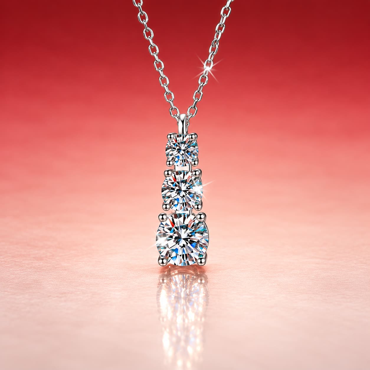 Luna Series · Three-Stone Drop Necklace — Sterling Silver — image 1