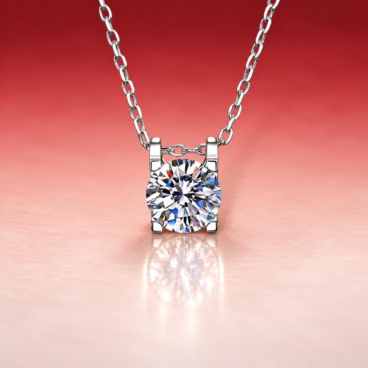Luna Series · Sculpted Basket Solitaire Necklace — Sterling Silver — image 1