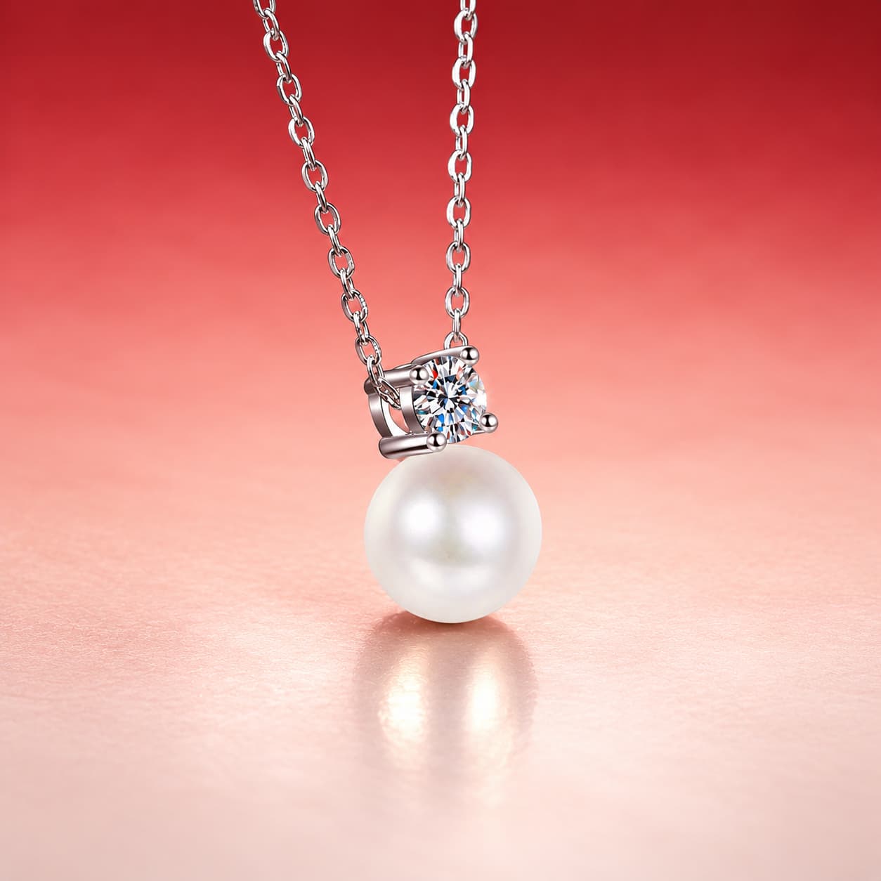 Luna Series · Pearl-Style Drop Necklace — Sterling Silver — image 3