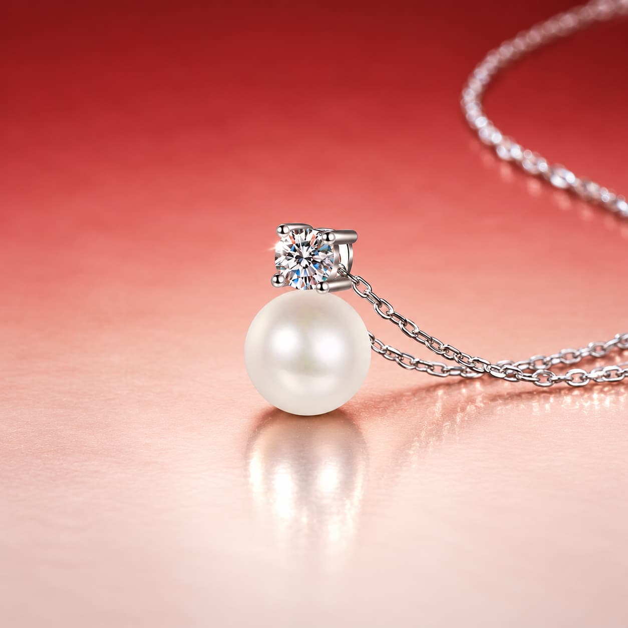 Luna Series · Pearl-Style Drop Necklace — Sterling Silver — image 4