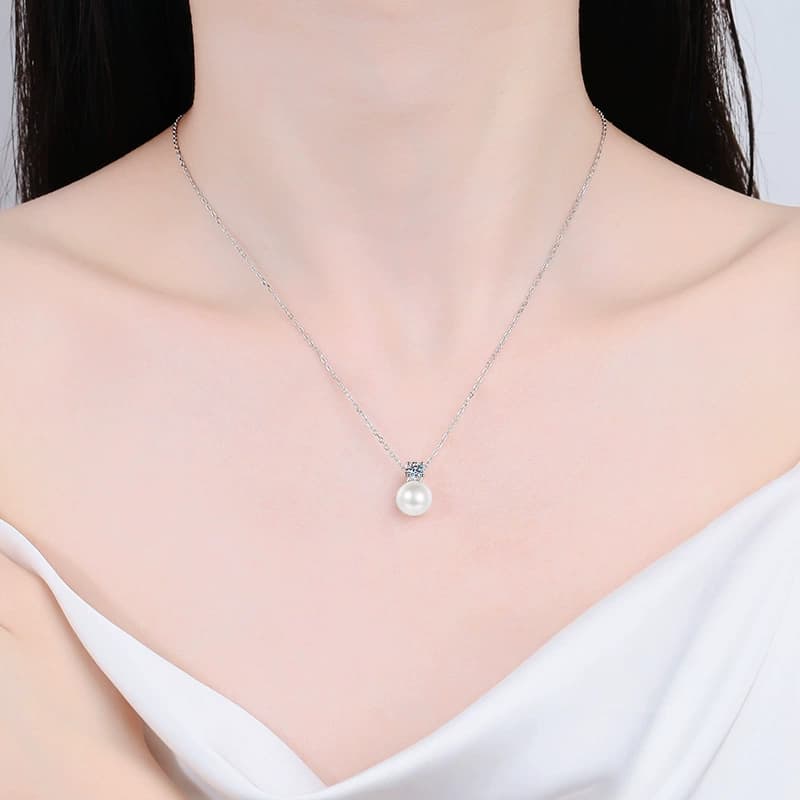 Luna Series · Pearl-Style Drop Necklace — Sterling Silver — image 2